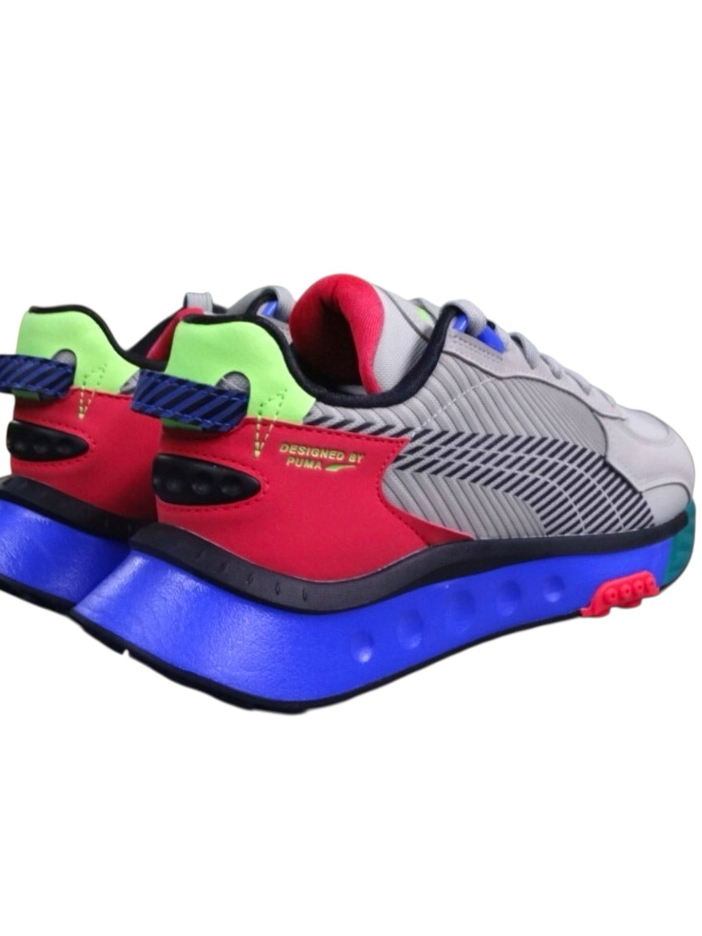 Puma Wild Rider Last Hunter with Neon Pink, Blue & Green Accents Size 7C - Picture 5 of 11